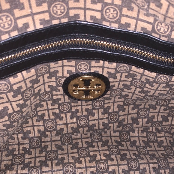 Tory Burch Black Pebbled Leather Satchel with Gold-Tone Logo Purse 👛 - Picture 7 of 17